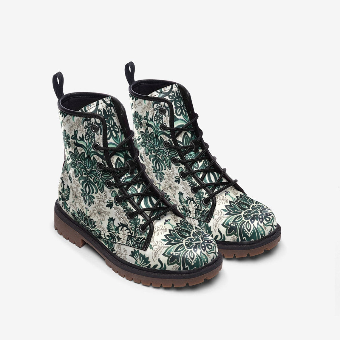 Hippie Art Zone -  Vegan Leather Floral Boots.