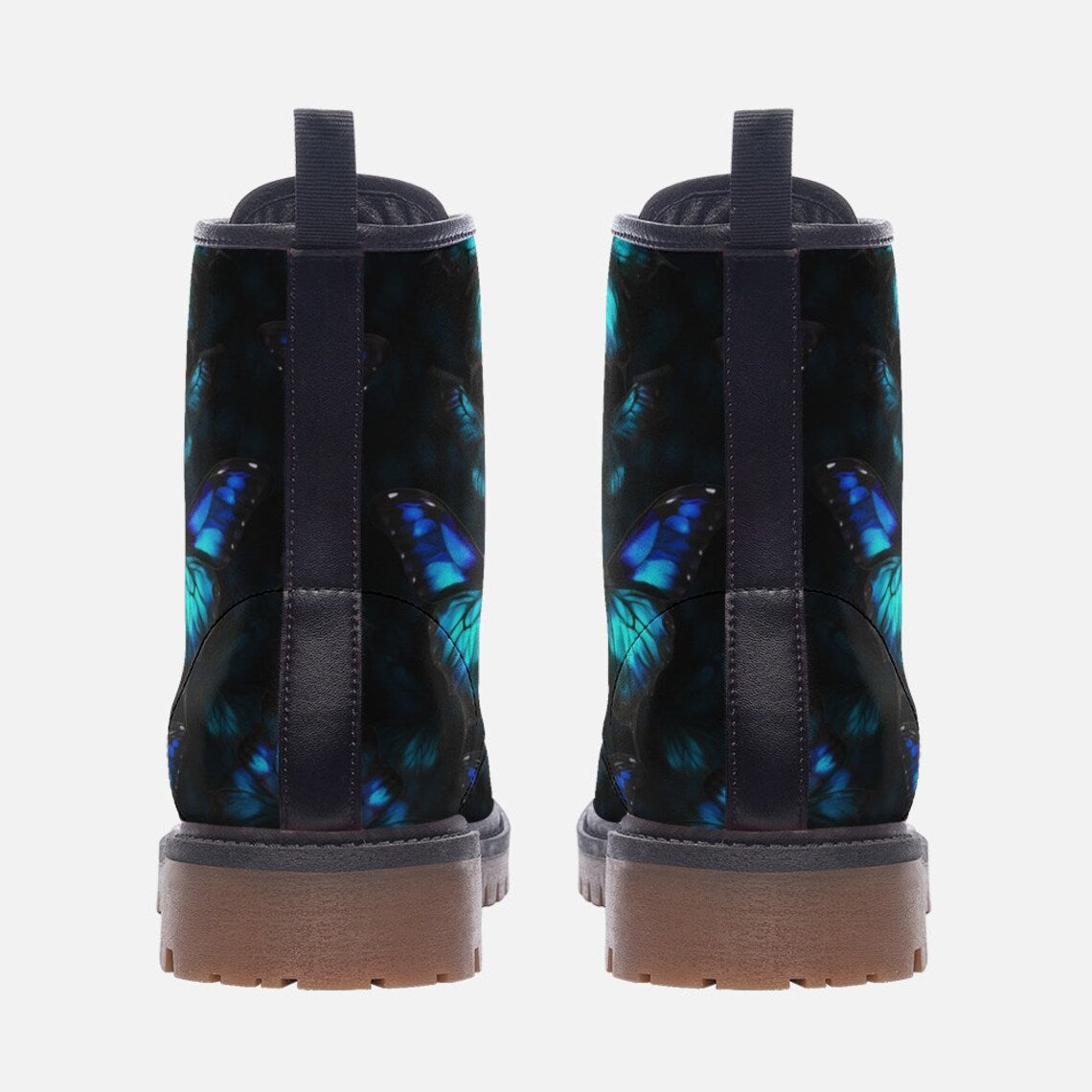 Hippie Art Zone - Morpho Butterfly Vegan Combat Boots.