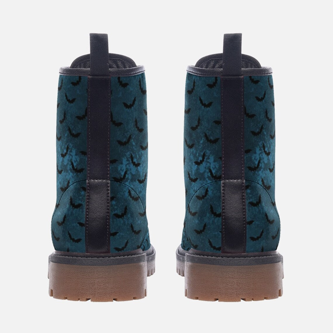 Hippie Art Zone - Dark Teal Bats Combat Boots.