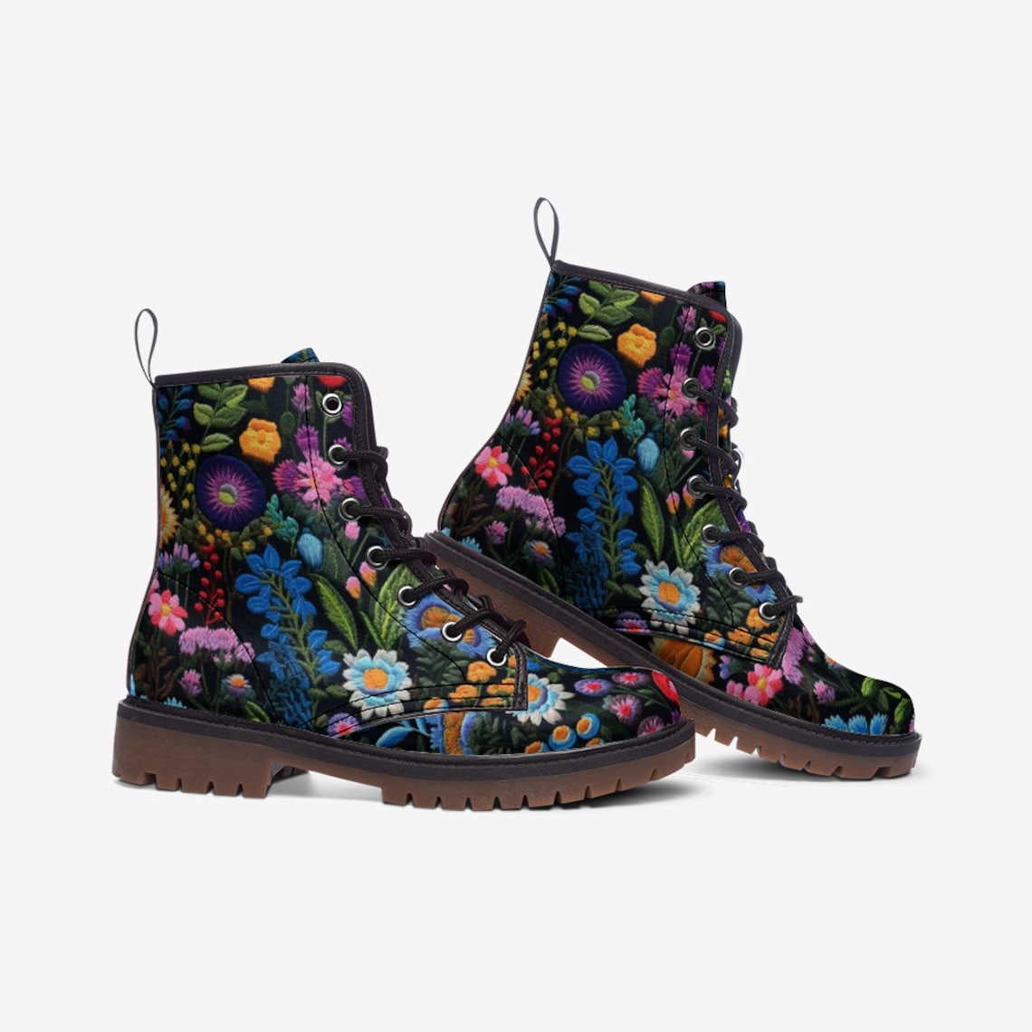 Hippie Art Zone - Dark Floral Vegan Boots.