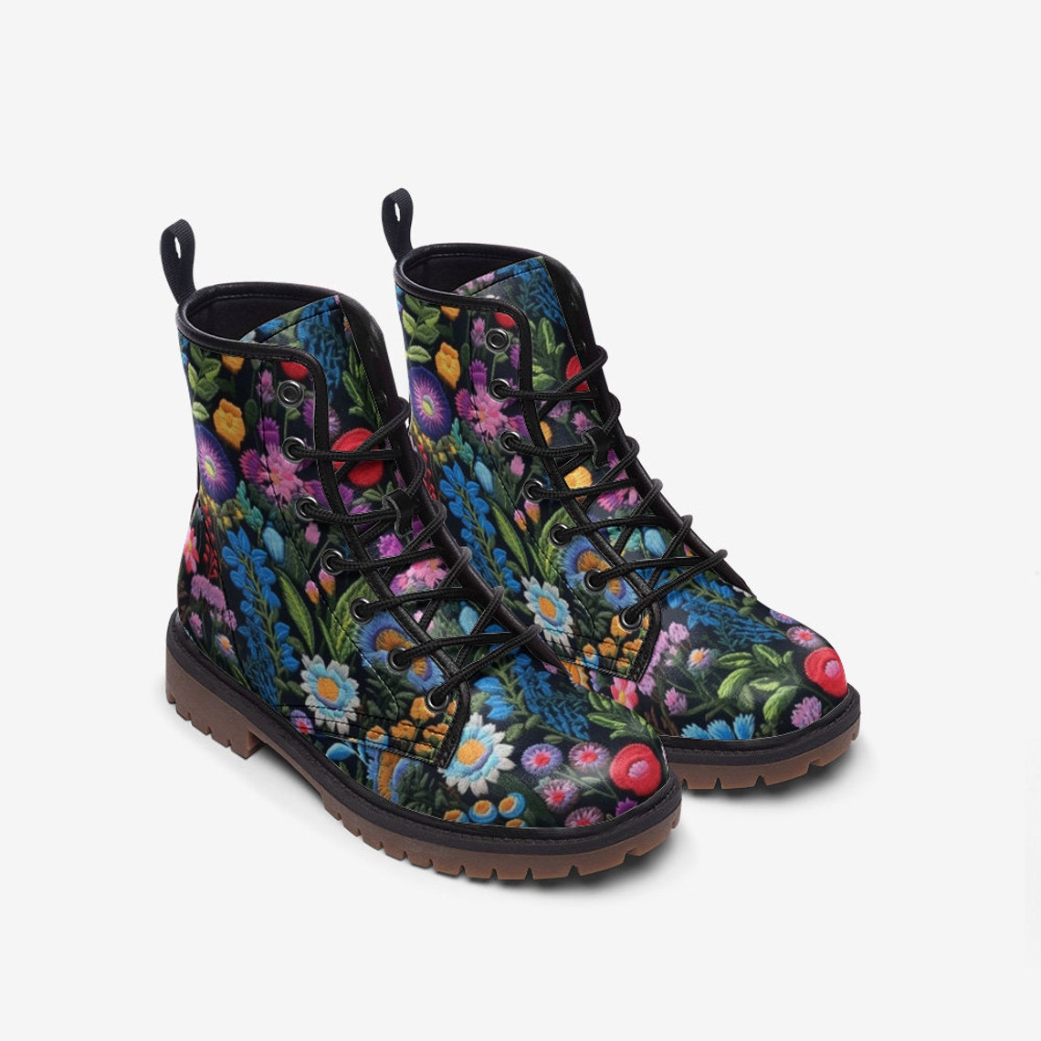 Hippie Art Zone - Dark Floral Vegan Boots.