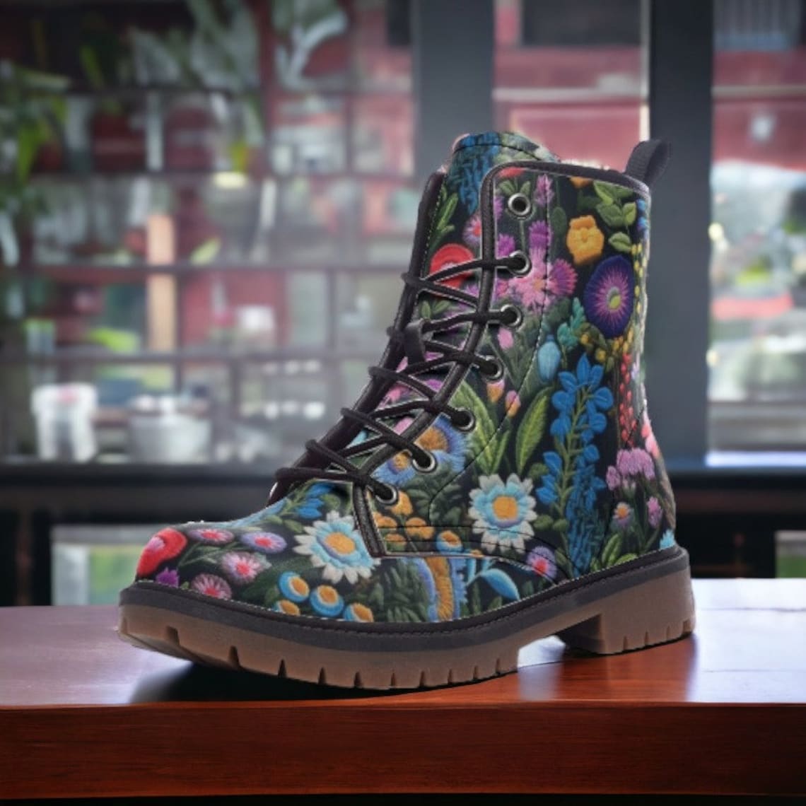 Hippie Art Zone - Dark Floral Vegan Boots.