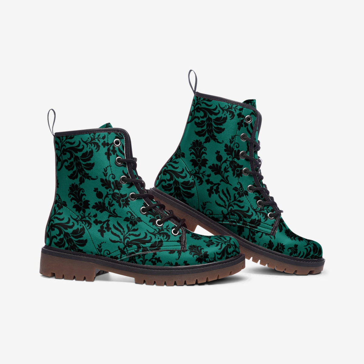 Hippie Art Zone - Teal Gothic Womens Combat Boots.