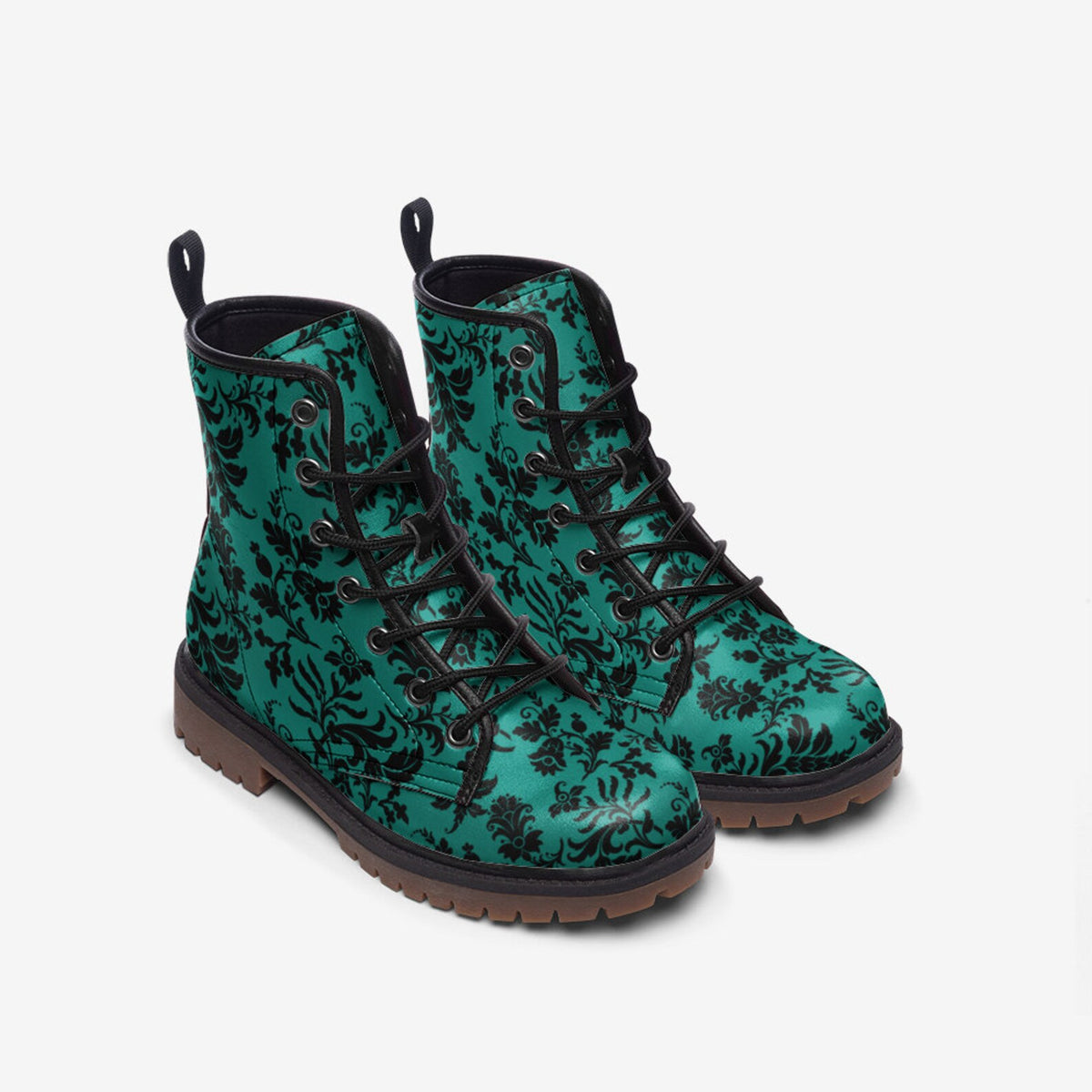 Hippie Art Zone - Teal Gothic Womens Combat Boots.