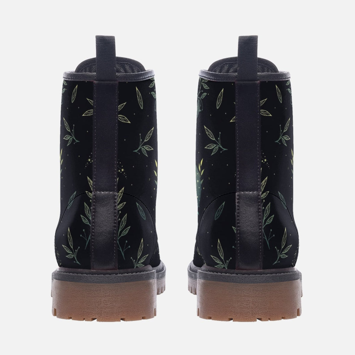 Hippie Art Zone - Forest Witch Moon Vegan Leather Combat Boots