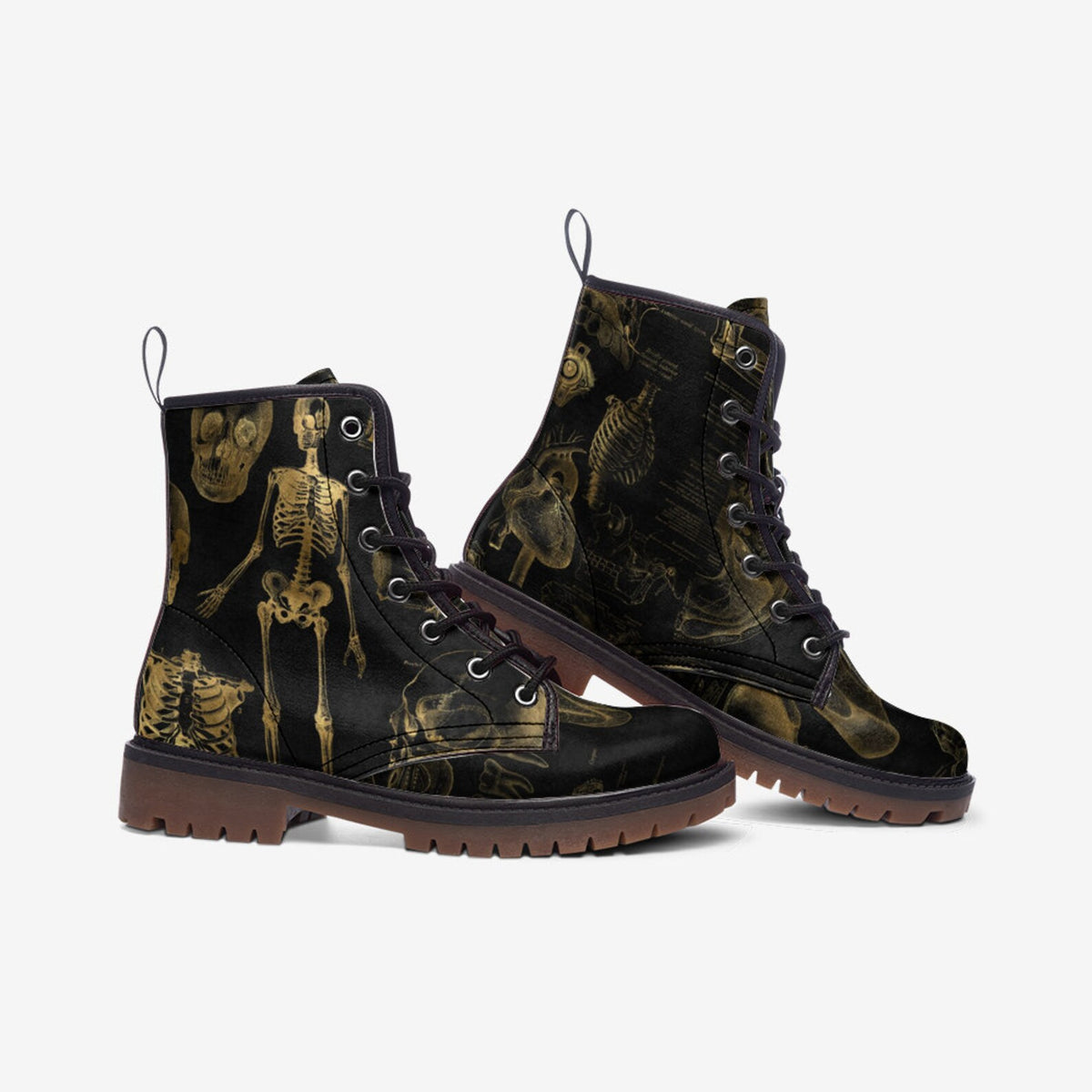 Hippie Art Zone - Vintage Anatomy Vegan Leather Combat Boots.