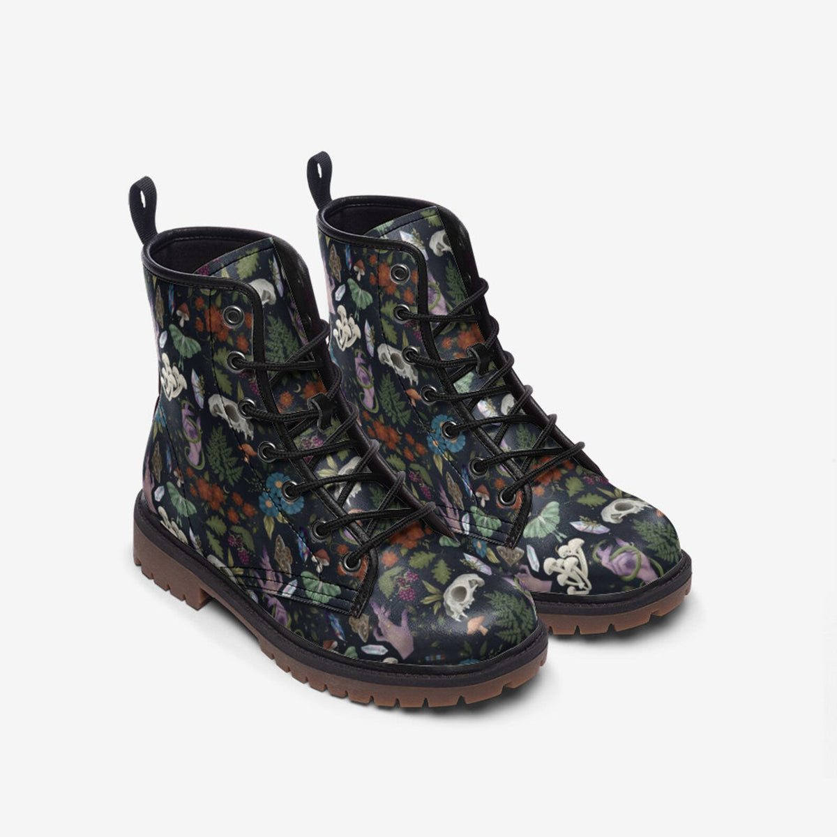 Hippie Art Zone - Goblincore Boots, Woodland Witch Floral Combat Boot.