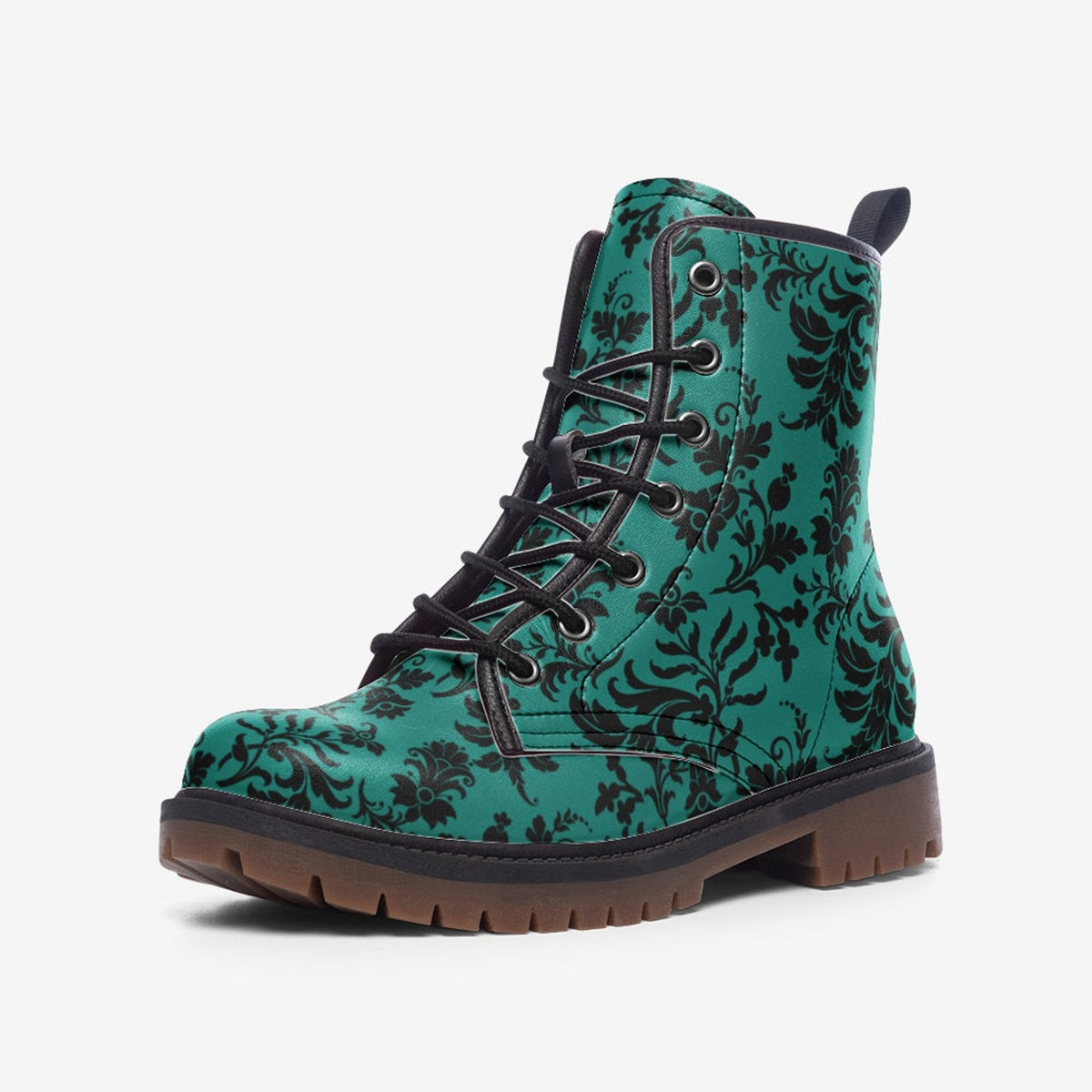 Hippie Art Zone - Teal Gothic Womens Combat Boots.