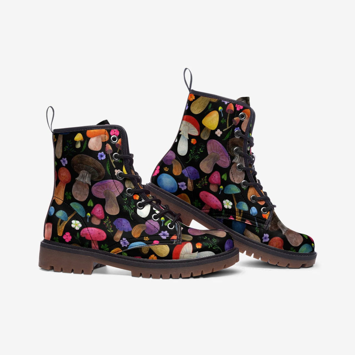 Hippie Art Zone - Trippy Mushroom Faux Leather Boots.