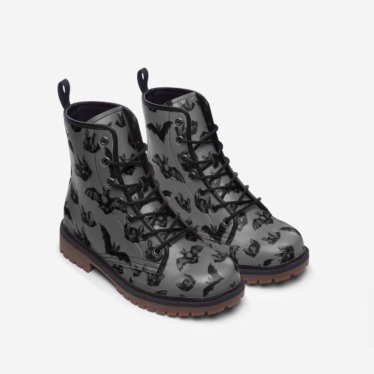 Hippie Art Zone - Gothic Bats Vegan Combat Boots.