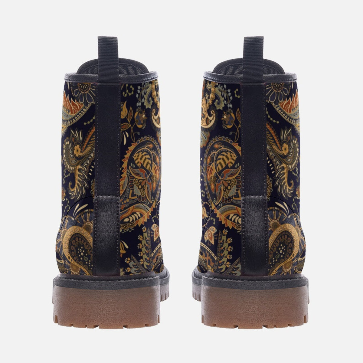 Hippie Art Zone - Dark Blue Floral Vegan Boots.