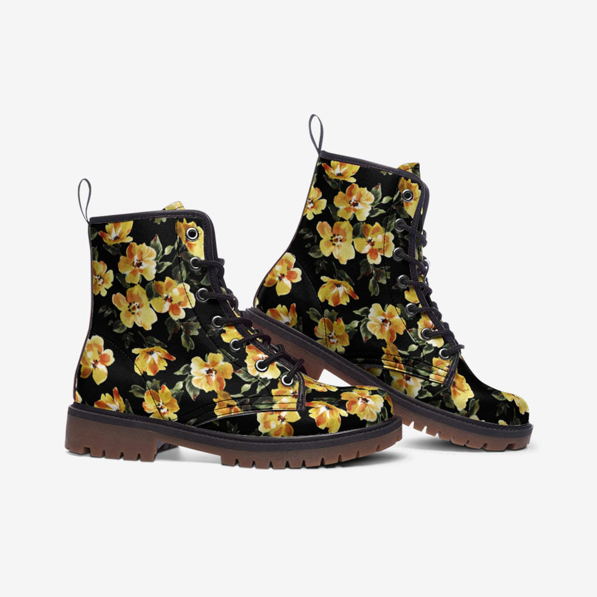 Hippie Art Zone - Black w Yellow Flowers Boots.