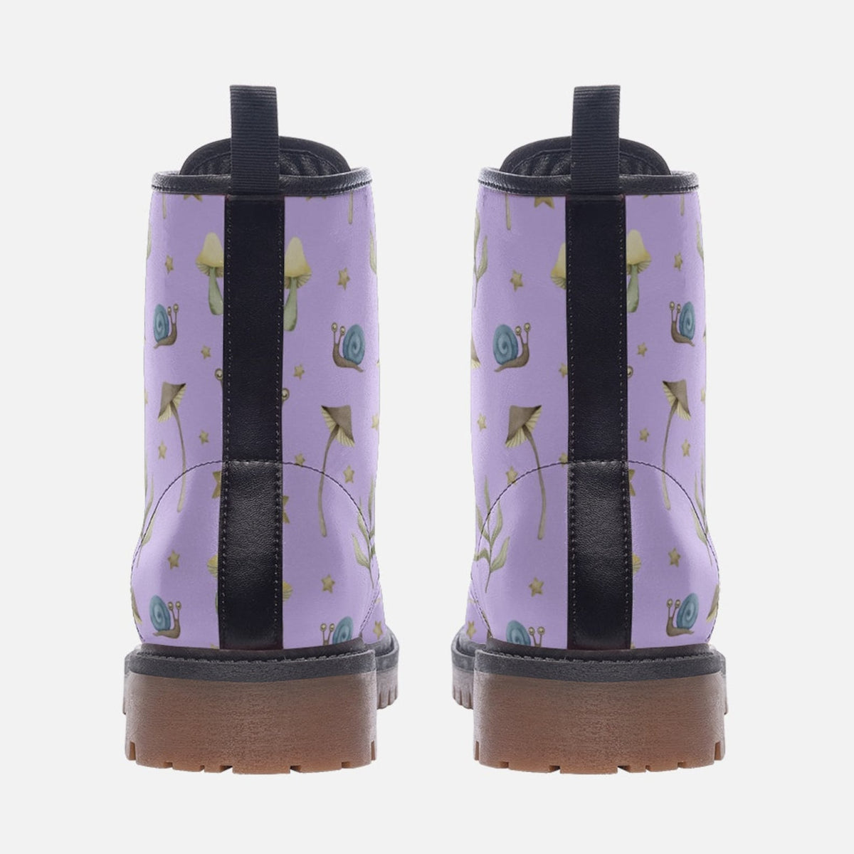 Hippie Art Zone - Pastel Violet Mushrooms Snails Stars Boots.