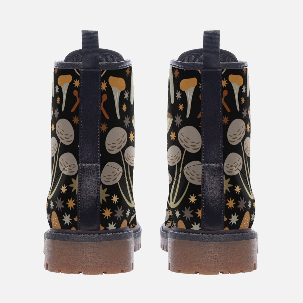 Hippie Art Zone - Woodland Mushrooms Vegan Combat Boots.