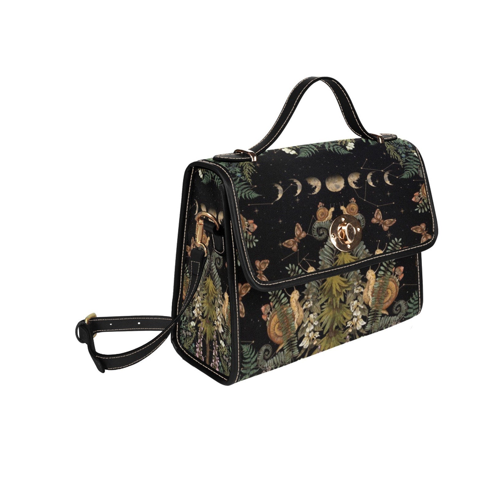 Green Crossboay Moon Witchy Satchel Handbag For Boho Hippie