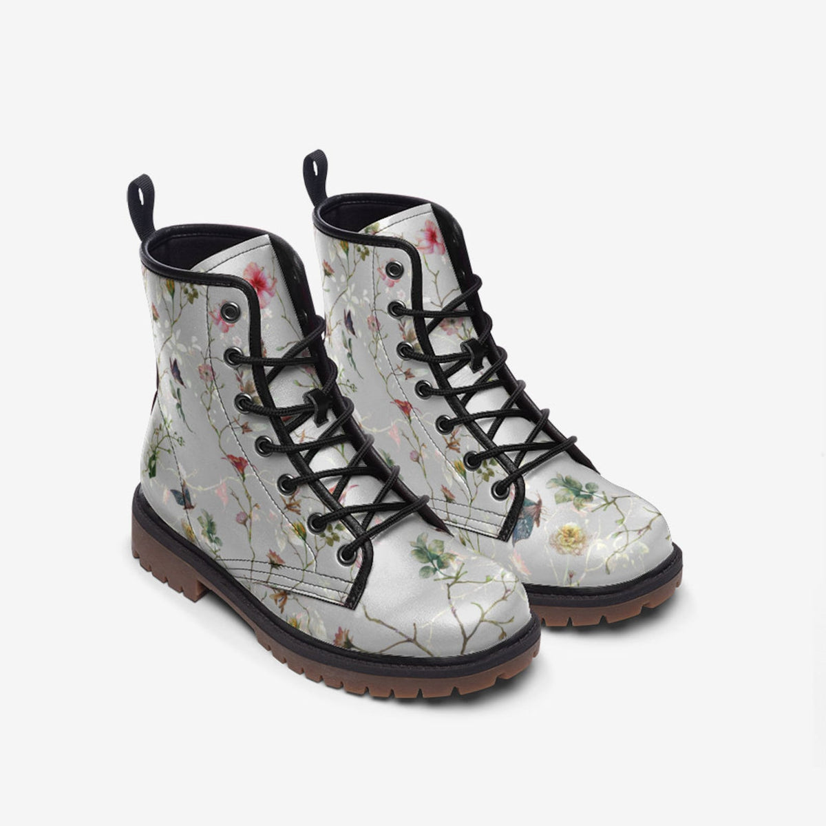 Hippie Art Zone - Wildflowers Butterflies Lace Up Boots.