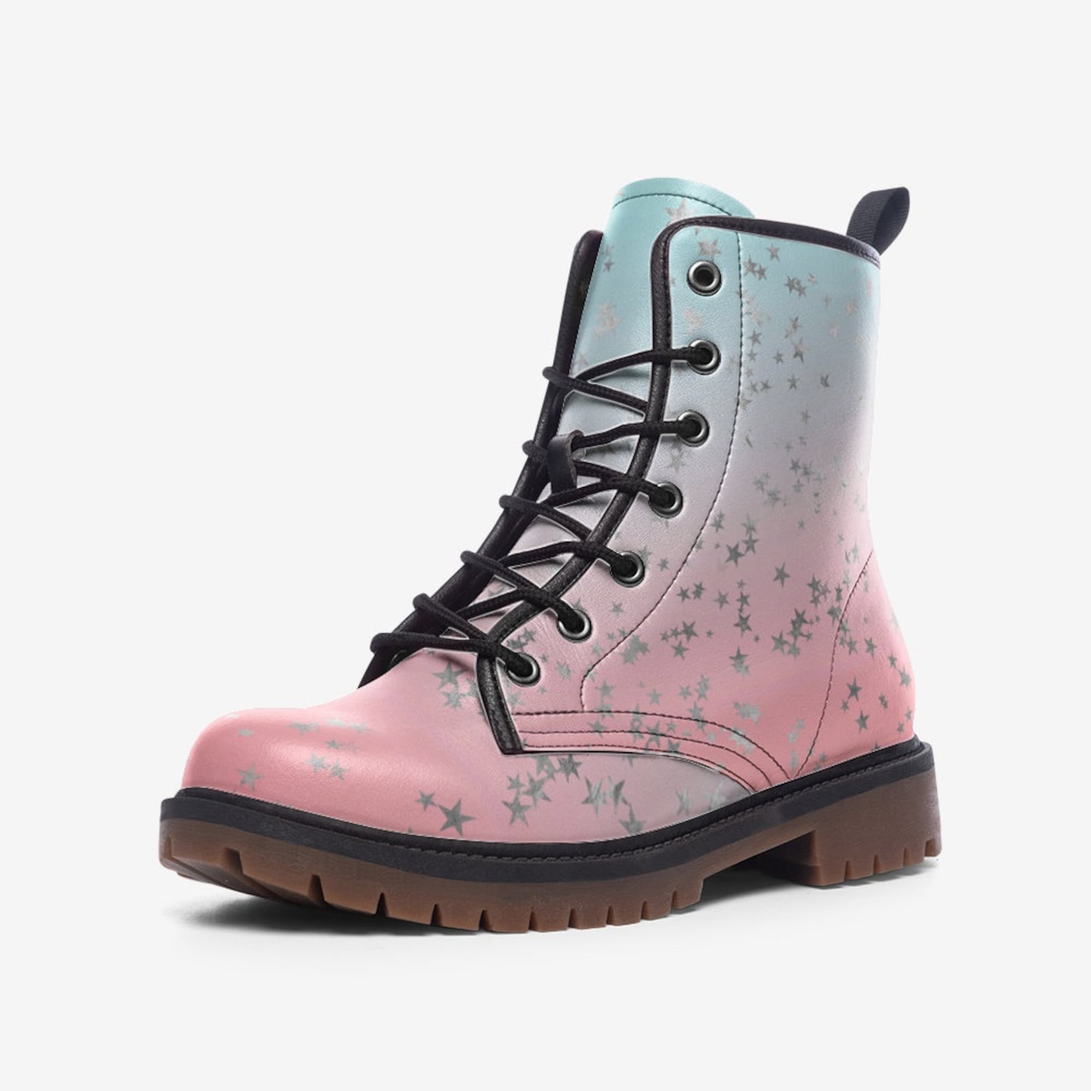 Hippie Art Zone - Pastel Pink & Blue Silver Stars Boots.