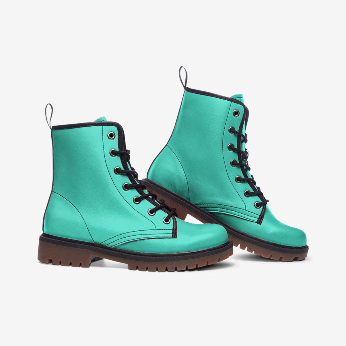 Hippie Art Zone - Aqua Blue Vegan Combat Boots.