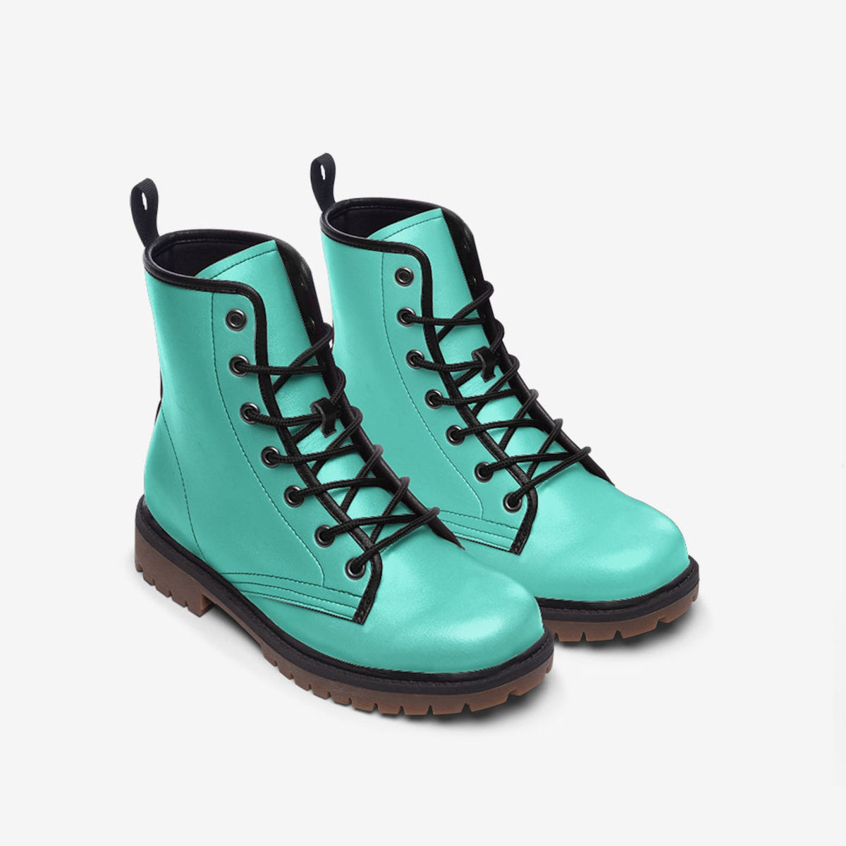 Hippie Art Zone - Aqua Blue Vegan Combat Boots.