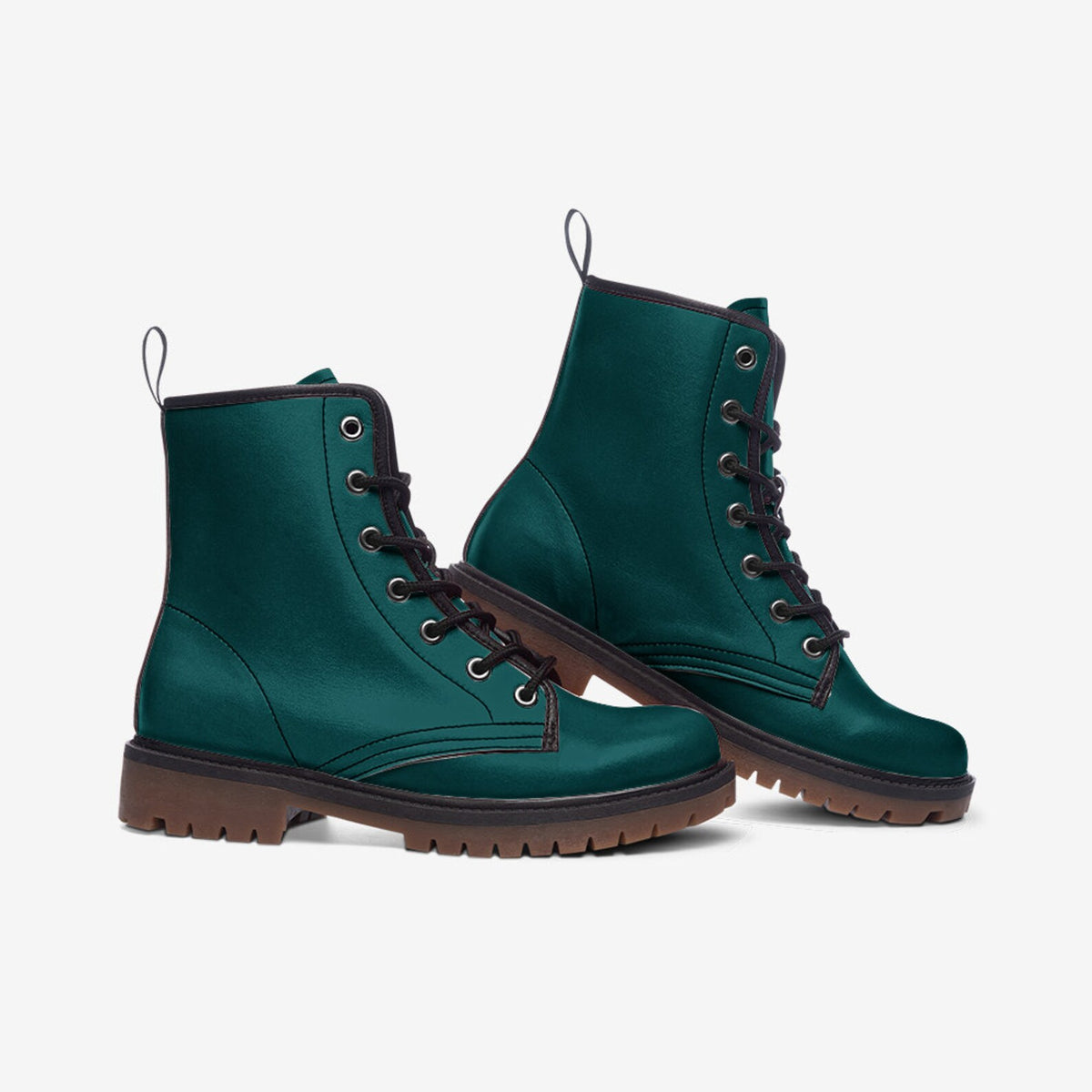 Hippie Art Zone - Dark Jade Vegan Combat Boots.