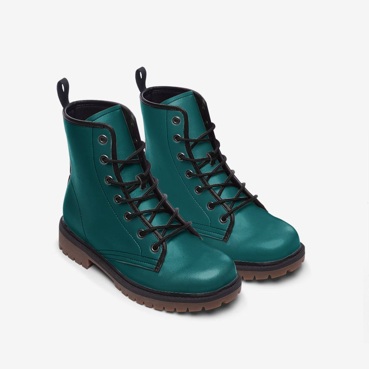 Hippie Art Zone - Dark Jade Vegan Combat Boots.