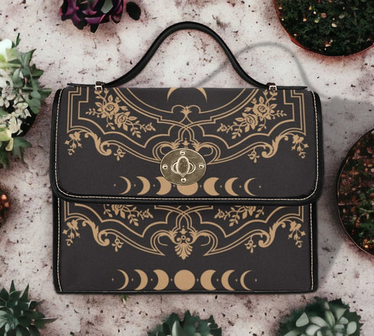 Witchy Classic Moon Phases Satchel Handbag For Boho Hippie