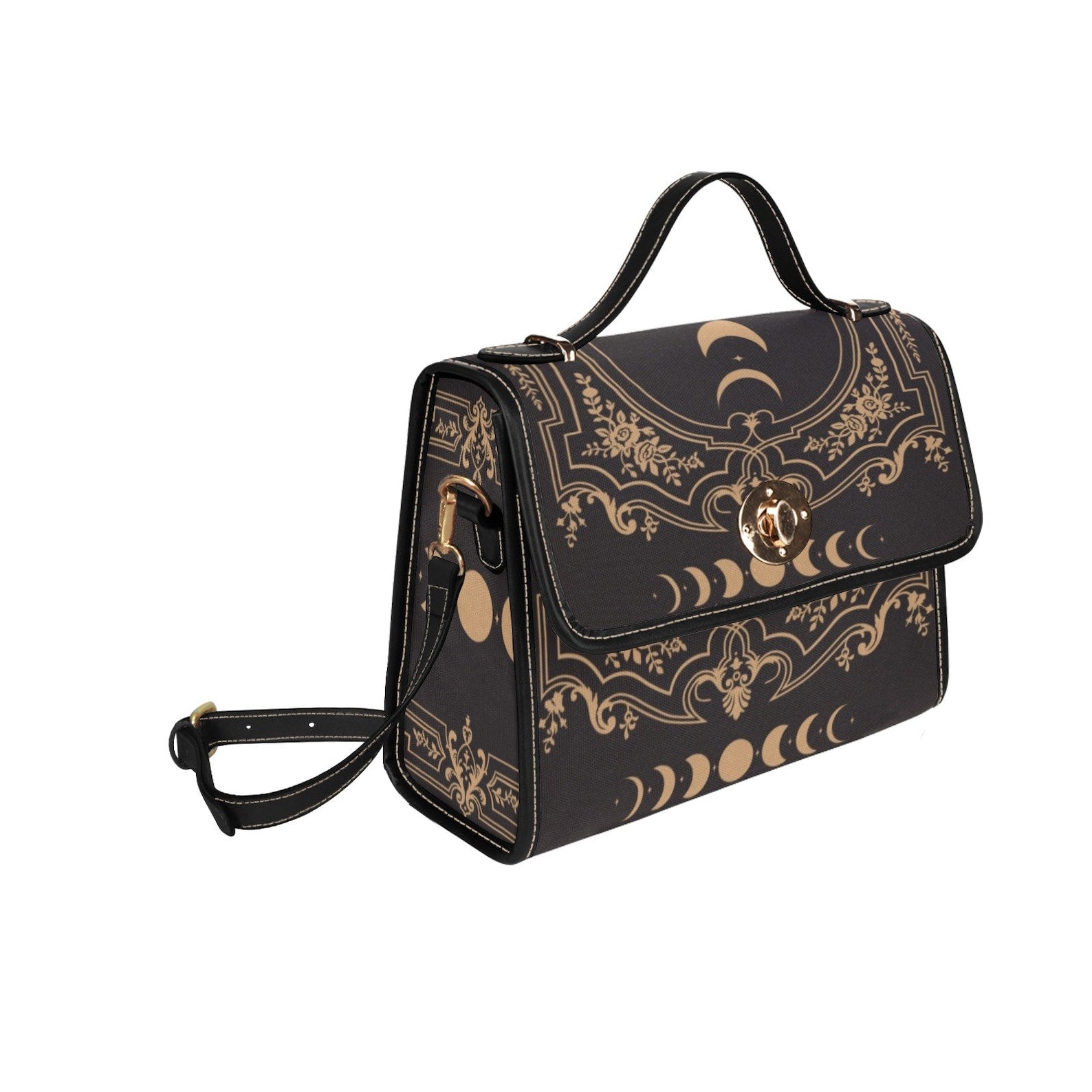 Witchy Classic Moon Phases Satchel Handbag For Boho Hippie