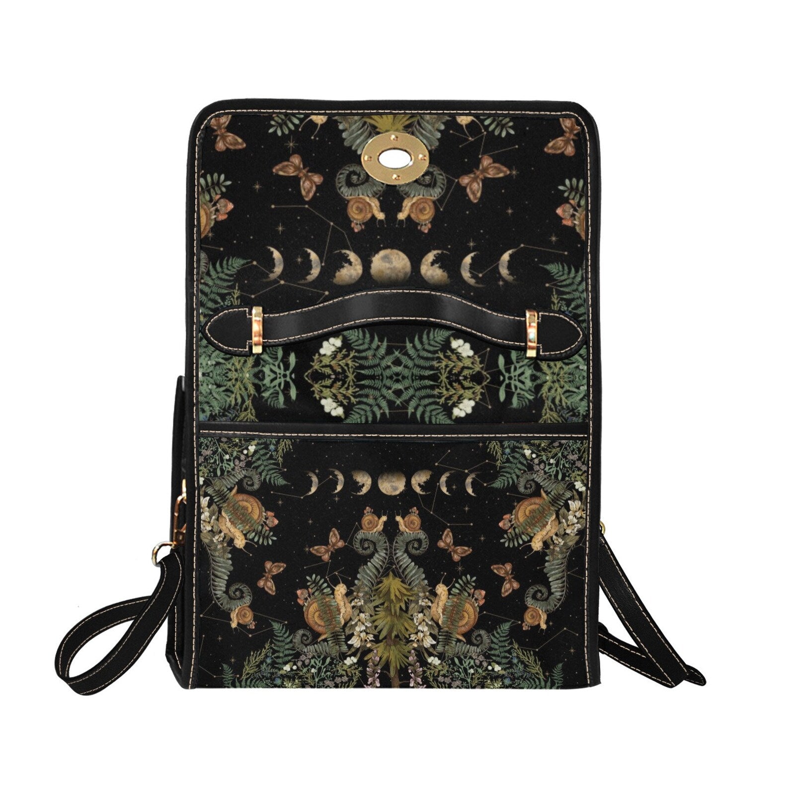 Green Crossboay Moon Witchy Satchel Handbag For Boho Hippie