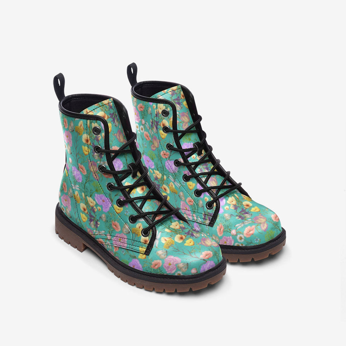 Hippie Art Zone - Wildflower Combat Boots.