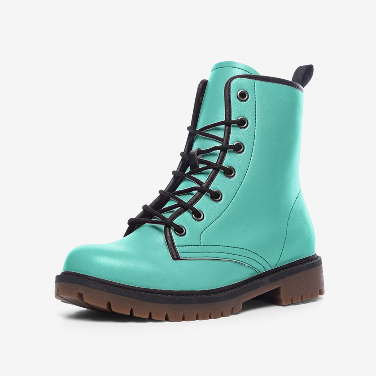 Hippie Art Zone - Aqua Blue Vegan Combat Boots.