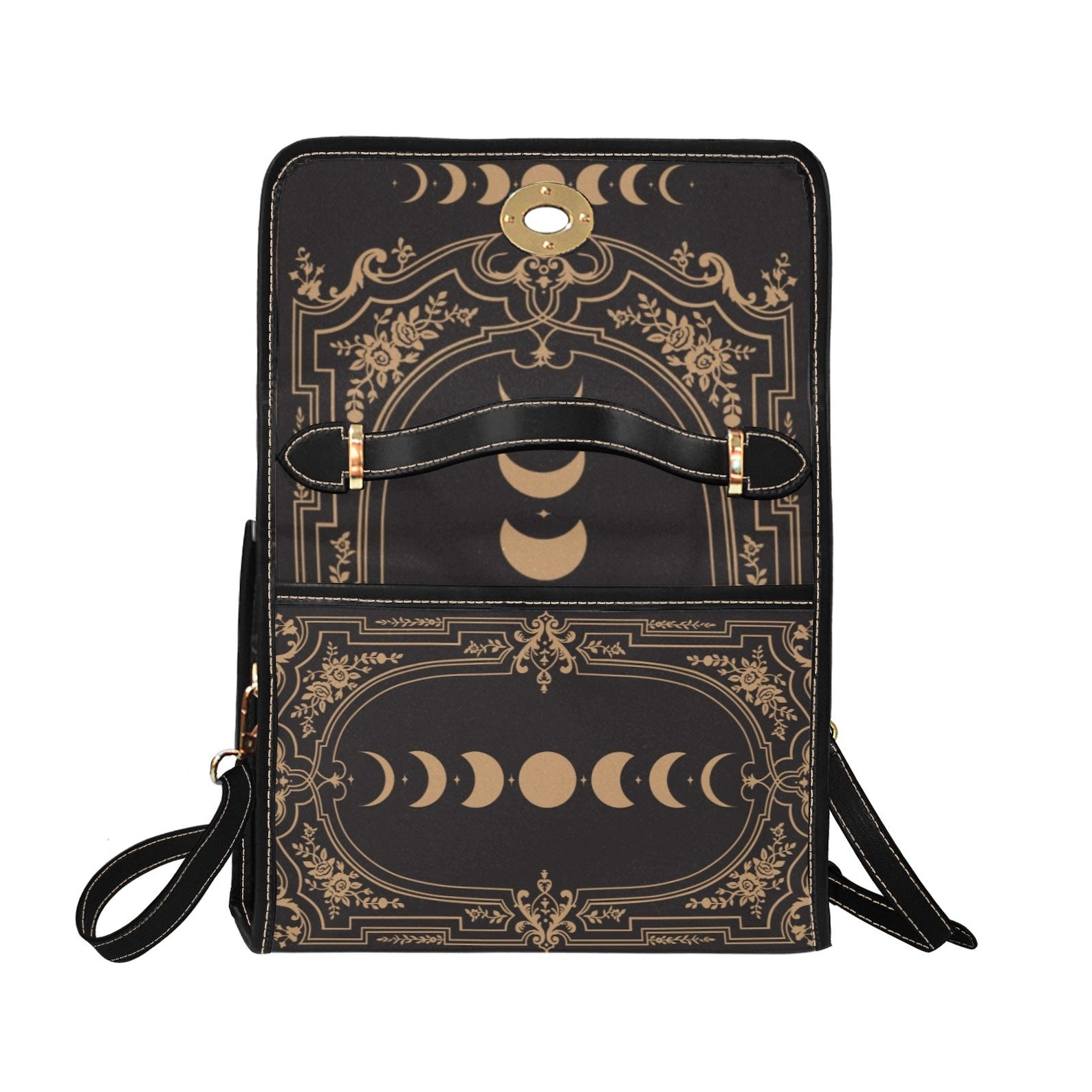Witchy Classic Moon Phases Satchel Handbag For Boho Hippie