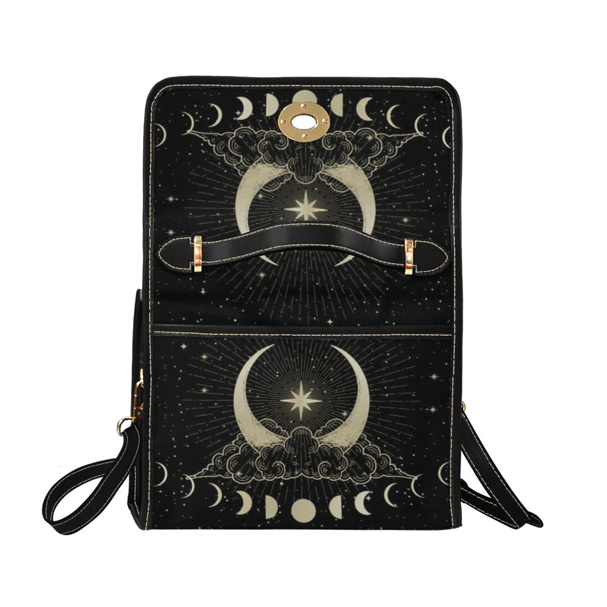 Wicca Lunar Cycle Parallel Universal Witchy Satchel Handbag For Boho Hippie