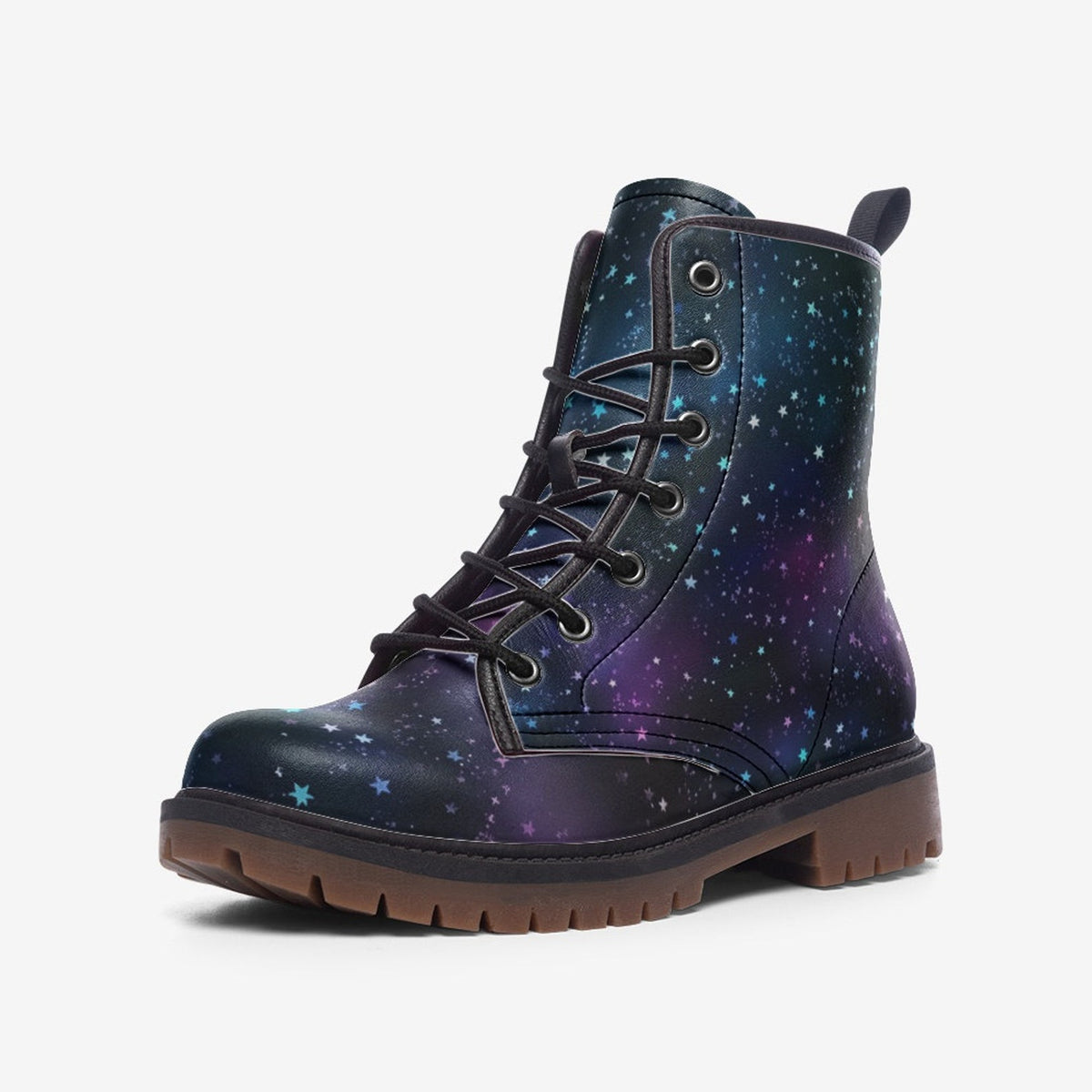 Hippie Art Zone - Twilight Galaxy Vegan Combat Boots.