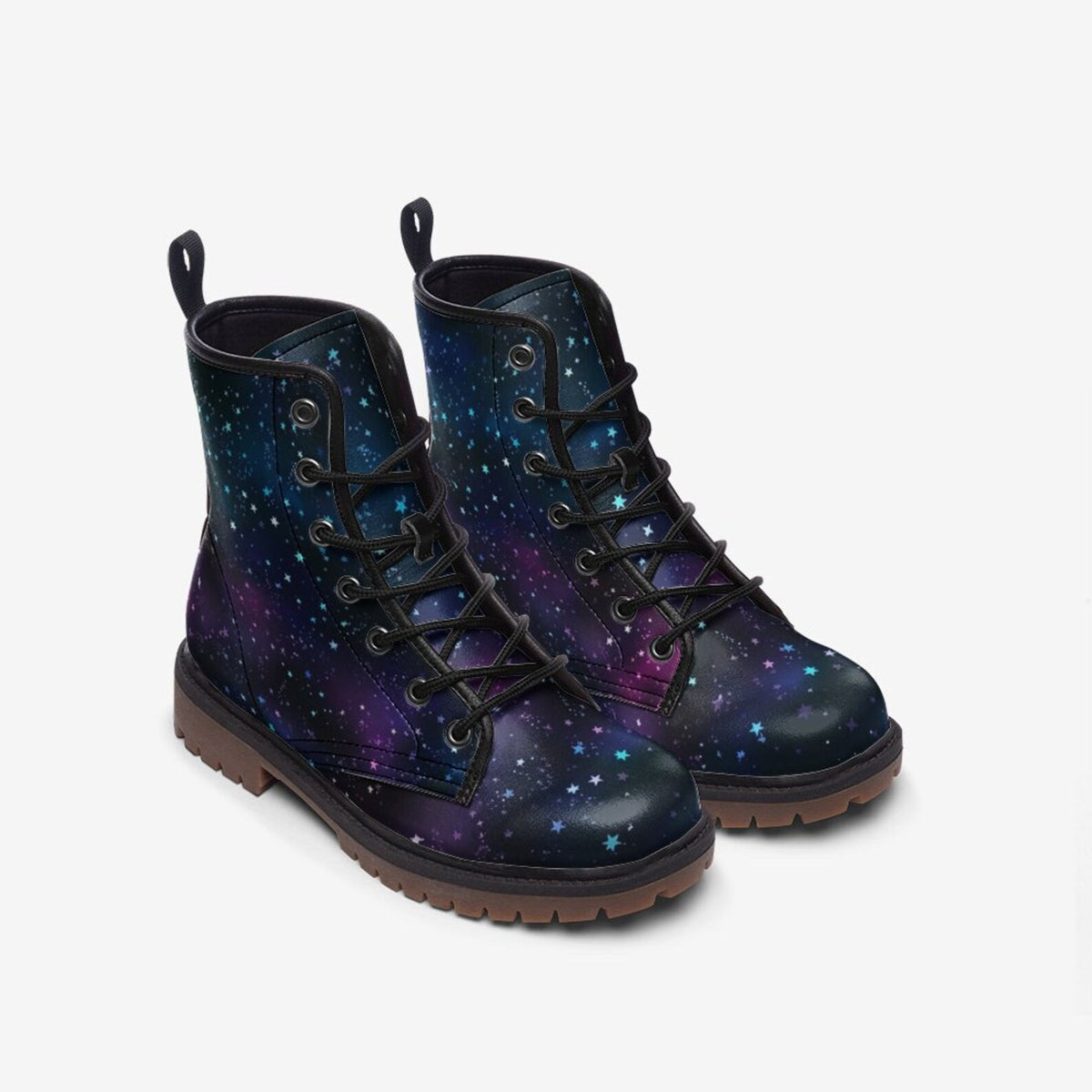 Hippie Art Zone - Twilight Galaxy Vegan Combat Boots.