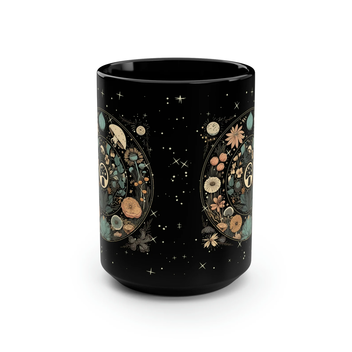 hippieartzone Mug - Boho Botanical Mushroom Floral Moon Coffee Mug.