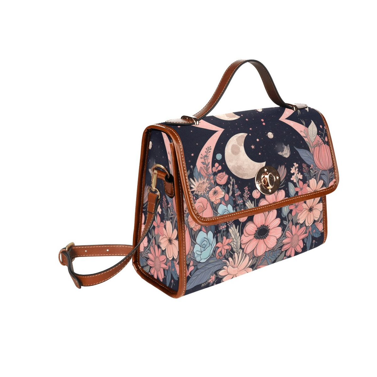 Women Floral Moon Ritual Witchy Satchel Bag For Boho Hippie