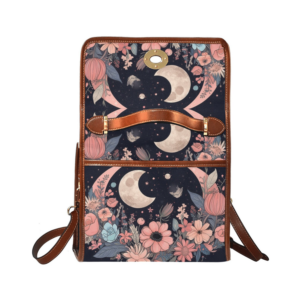 Women Floral Moon Ritual Witchy Satchel Bag For Boho Hippie