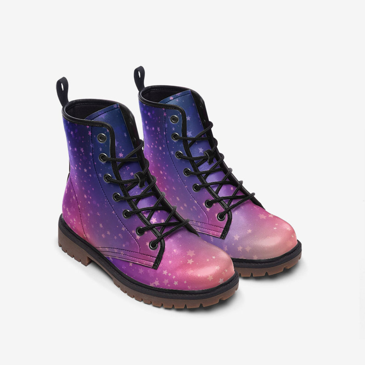 Hippie Art Zone - Pastel Galaxy Vegan Combat Boots.