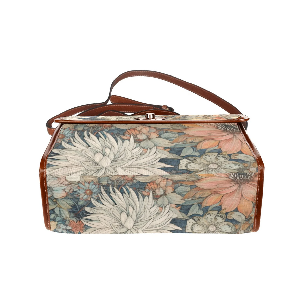 Women Japanese Watercolor Floral Witchy Satchel Handbag For Boho Hippie