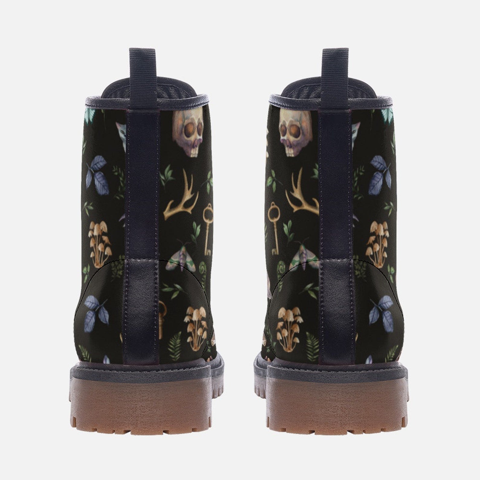 Hippie Art Zone -  Skull Witchy Things Vegan Leather Combat Boots