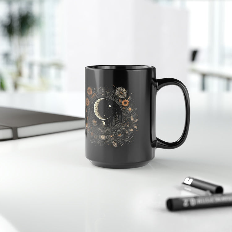 Copy of hippieartzone Mug - Alchemical Style Crescent MoonAAnd Wildflower Coffee Mug.