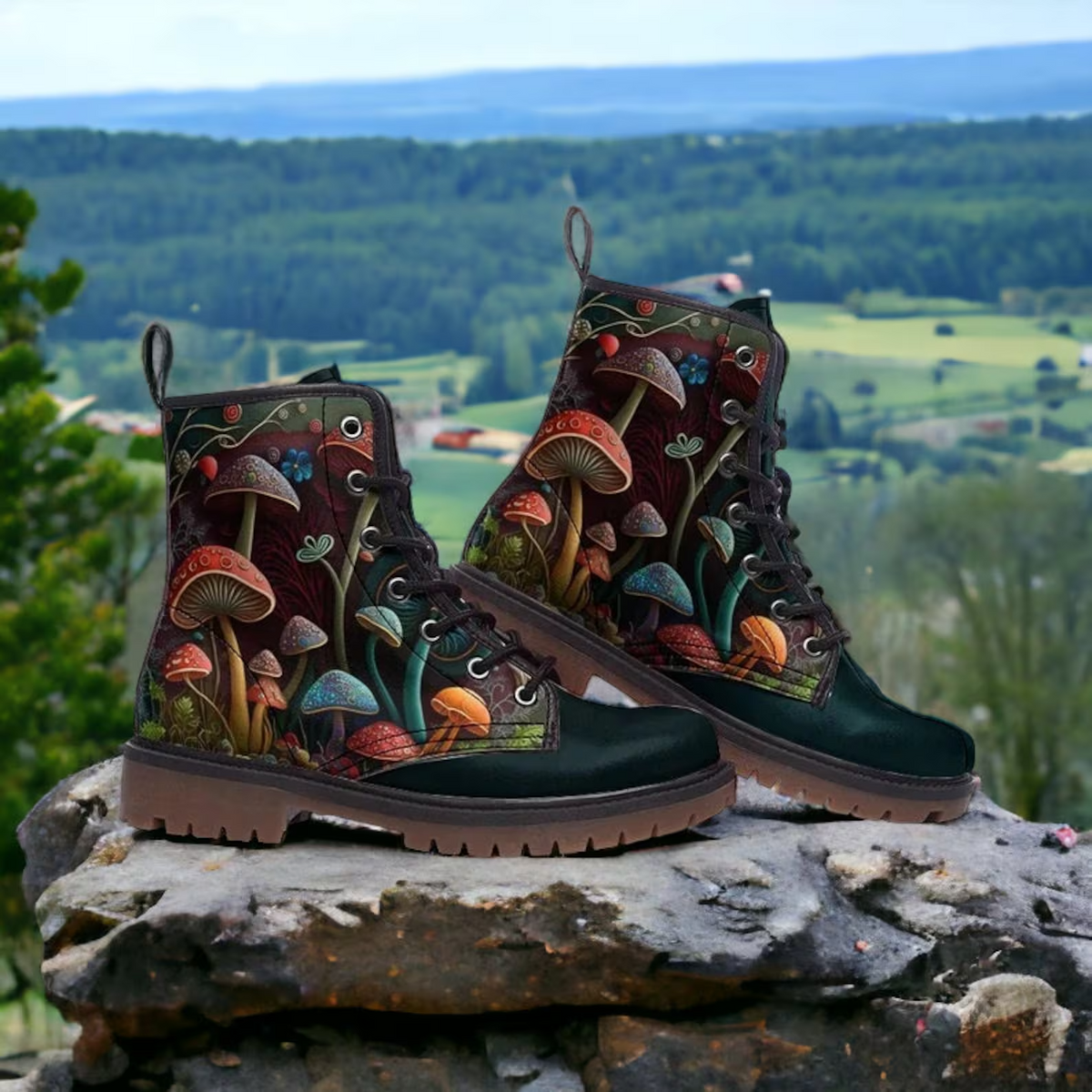 Hippie Art Zone - Vegan Leather Combat Boots.