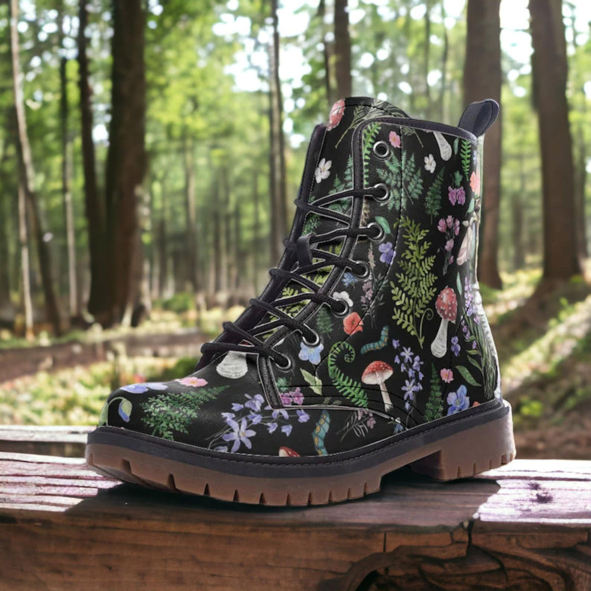 Hippie Art Zone - Faecore Mushroom Print Boots.