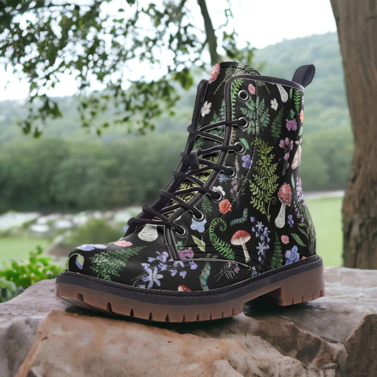 Hippie Art Zone - Faecore Mushroom Print Boots.