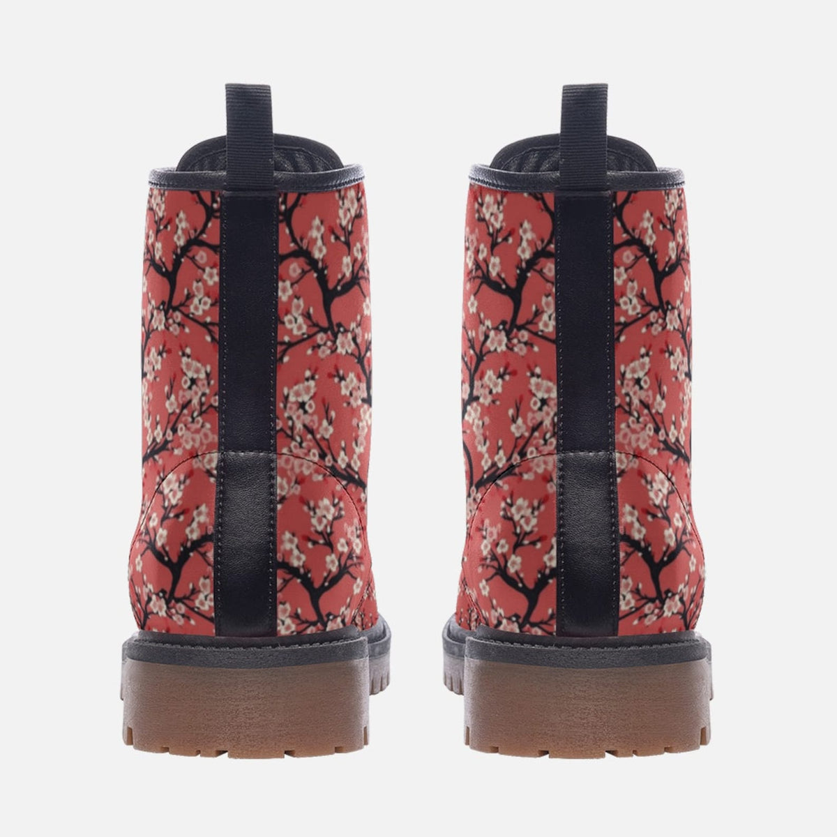 Hippie Art Zone - Cherry Blossoms Vegan Combat Boots.