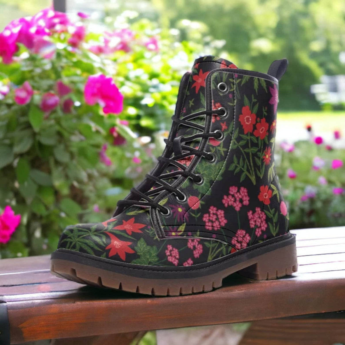 Hippie Art Zone - Wildflower Combat Boots.