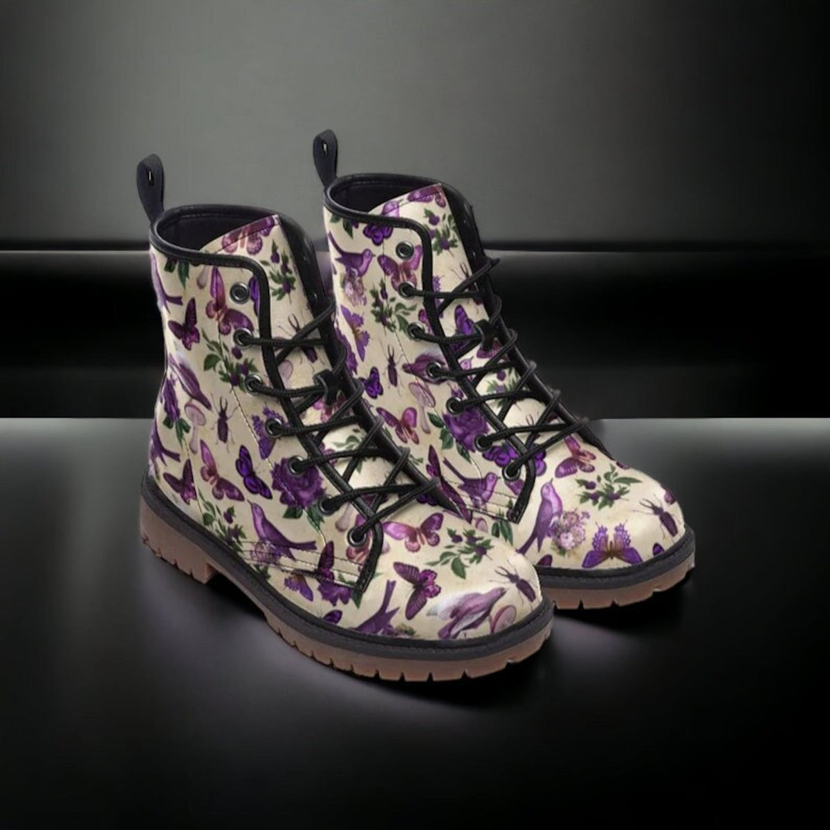 Hippie Art Zone - Purple Butterflies Fairy Grunge Boots.