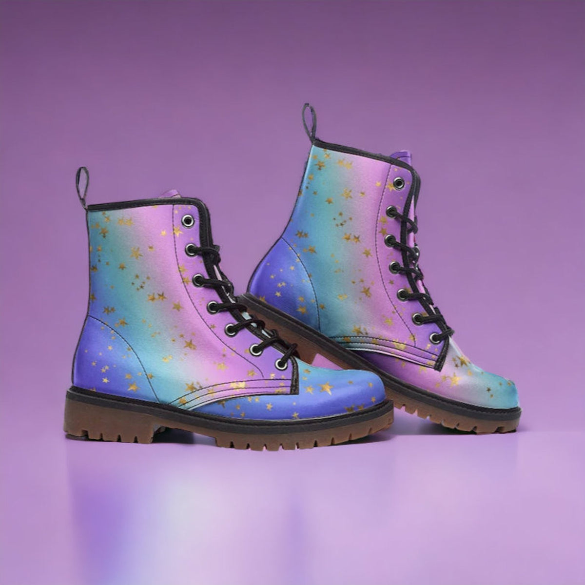 Hippie Art Zone - Purple Pink Pastel Stars Boots.