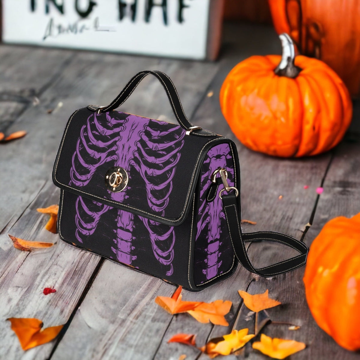 Kawaii Goth Halloween Canvas Satchel Handbag For Boho Hippie