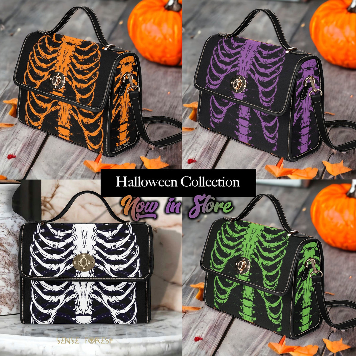 Kawaii Goth Halloween Canvas Satchel Handbag For Boho Hippie